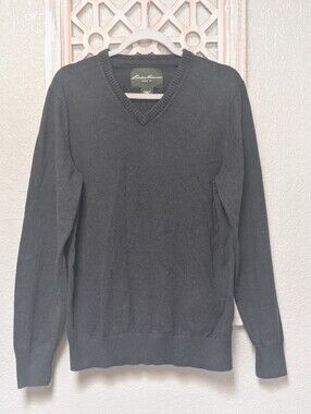 Eddie Bauer Sweater Mens Large Tall Cotton Cashmere V-Neck Pullover Knit Classic